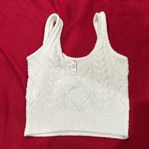 Elegant White Cable Knit Crop Top